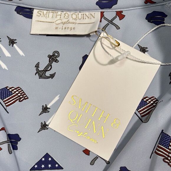 Smith & Quinn Custom Polo Shirt LS Men’s XL Blue Armed Forces Police Fire Print - Picture 8 of 11